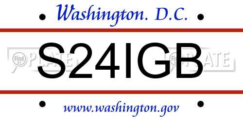 S24IGB District Of Columbia License Plate