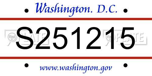 S251215 District Of Columbia License Plate