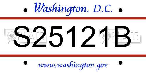S25121B District Of Columbia License Plate