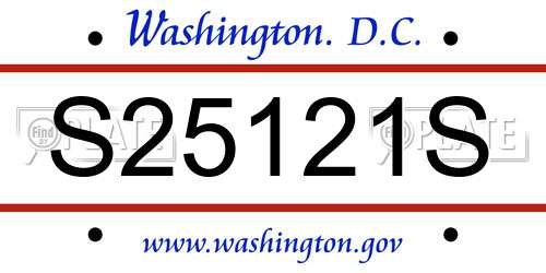 S25121S District Of Columbia License Plate