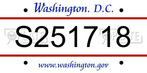 S251718 District Of Columbia License Plate