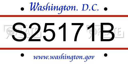S25171B District Of Columbia License Plate