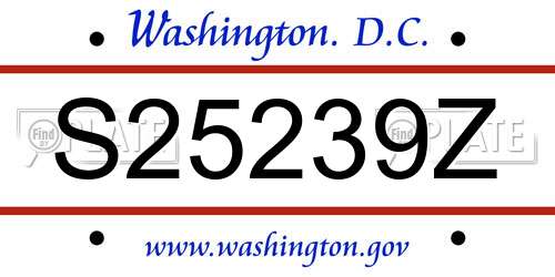 S25239Z District Of Columbia License Plate