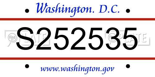 S252535 District Of Columbia License Plate