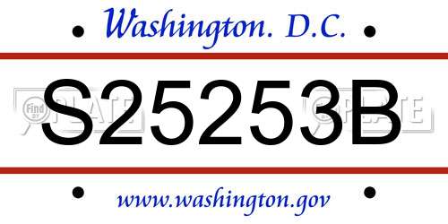 S25253B District Of Columbia License Plate