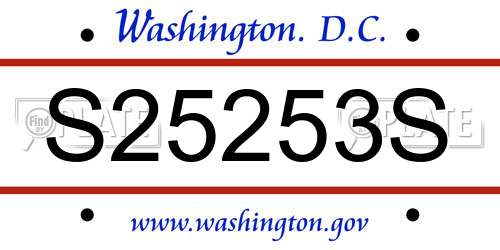 S25253S District Of Columbia License Plate