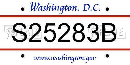 S25283B District Of Columbia License Plate