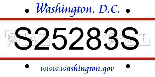 S25283S District Of Columbia License Plate