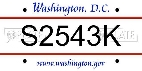 S2543K District Of Columbia License Plate