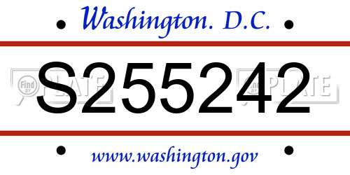 S255242 District Of Columbia License Plate
