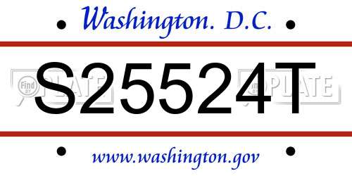 S25524T District Of Columbia License Plate