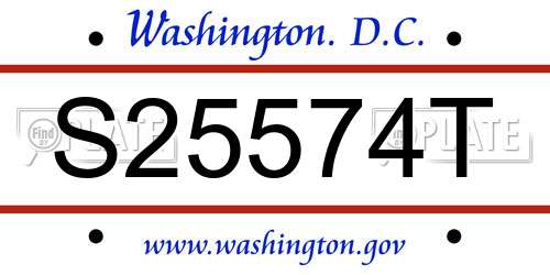 S25574T District Of Columbia License Plate