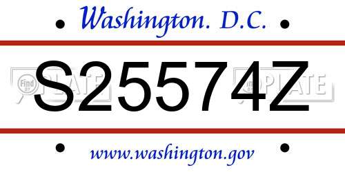 S25574Z District Of Columbia License Plate