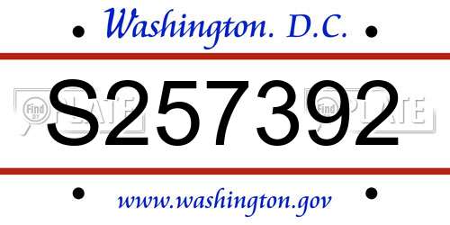 S257392 District Of Columbia License Plate