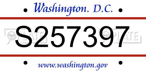 S257397 District Of Columbia License Plate
