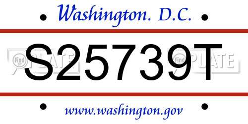 S25739T District Of Columbia License Plate