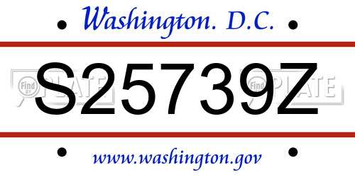 S25739Z District Of Columbia License Plate