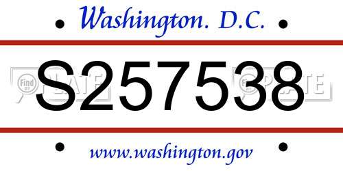 S257538 District Of Columbia License Plate
