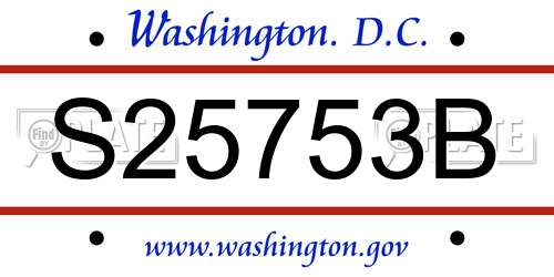 S25753B District Of Columbia License Plate