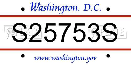 S25753S District Of Columbia License Plate