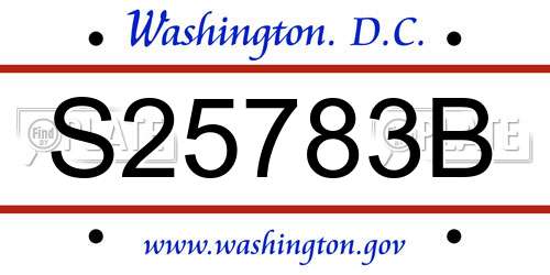 S25783B District Of Columbia License Plate
