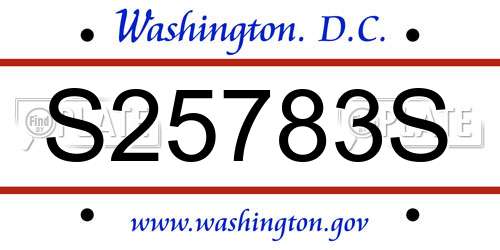 S25783S District Of Columbia License Plate