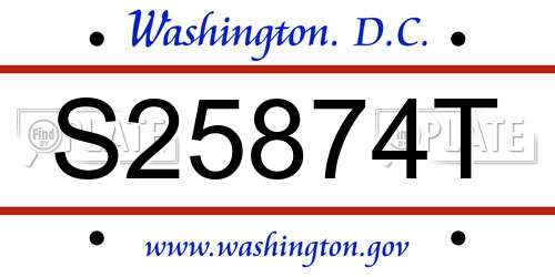 S25874T District Of Columbia License Plate