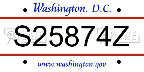 S25874Z District Of Columbia License Plate