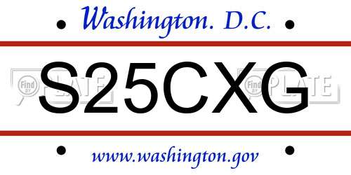 S25CXG District Of Columbia License Plate