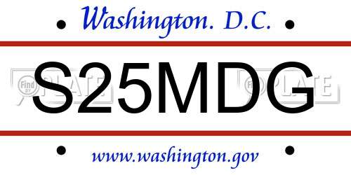 S25MDG District Of Columbia License Plate