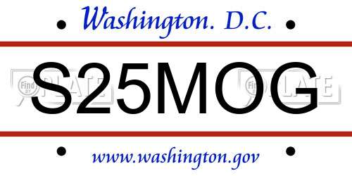 S25MOG District Of Columbia License Plate
