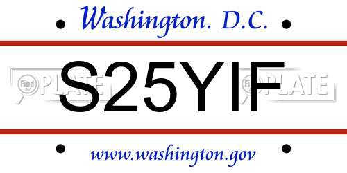 S25YIF District Of Columbia License Plate
