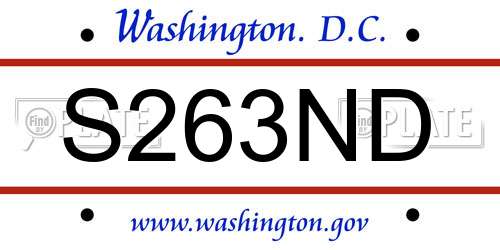 S263ND District Of Columbia License Plate