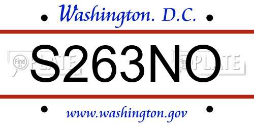 S263NO District Of Columbia License Plate