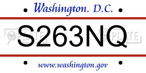 S263NQ District Of Columbia License Plate