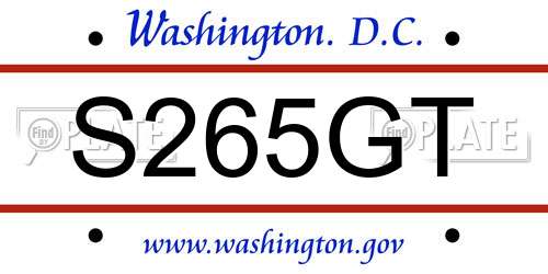 S265GT District Of Columbia License Plate