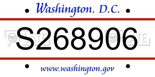 S268906 District Of Columbia License Plate