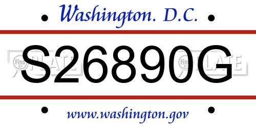 S26890G District Of Columbia License Plate