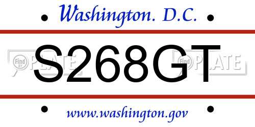 S268GT District Of Columbia License Plate