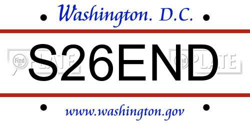 S26END District Of Columbia License Plate