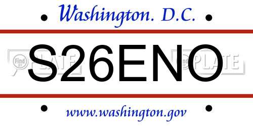 S26ENO District Of Columbia License Plate
