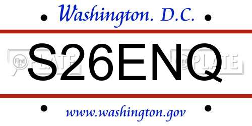 S26ENQ District Of Columbia License Plate