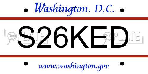 S26KED District Of Columbia License Plate