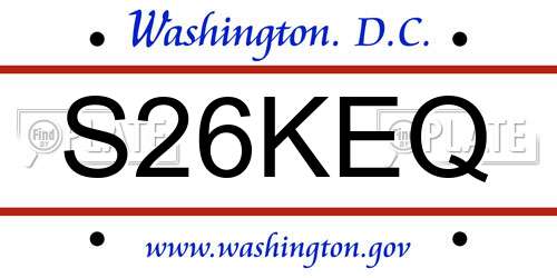 S26KEQ District Of Columbia License Plate