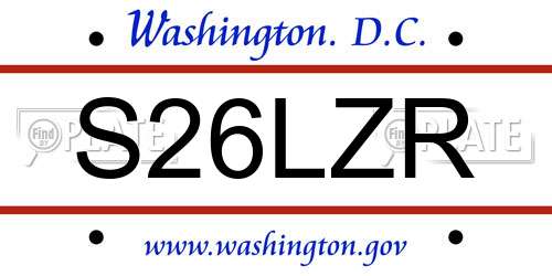 S26LZR District Of Columbia License Plate