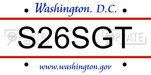 S26SGT District Of Columbia License Plate