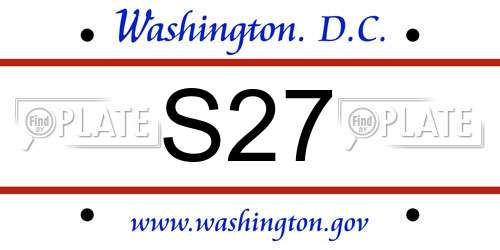 S27 District Of Columbia License Plate