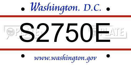 S2750E District Of Columbia License Plate