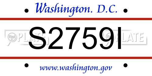 S2759I District Of Columbia License Plate
