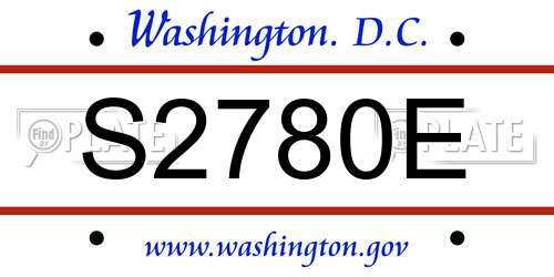 S2780E District Of Columbia License Plate